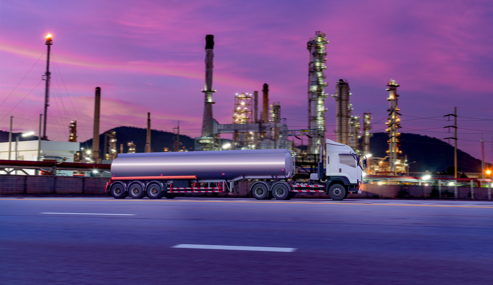 Gasoline tanker truck on the highway